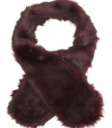 Dorothy Perkins Womens Wine coloured faux fur stole- Red