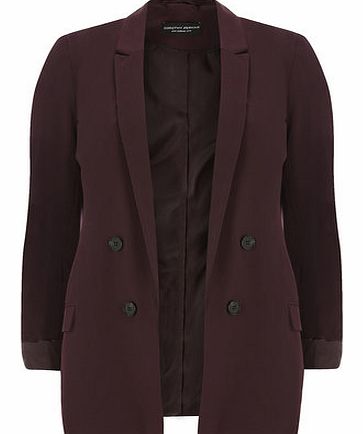 Dorothy Perkins Womens Wine Double Breasted Blazer- Red DP66796949
