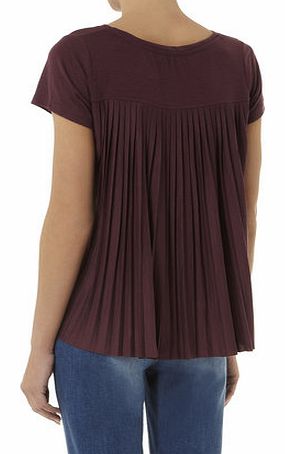 Dorothy Perkins Womens Wine Pleat Back Tee- Burgundy DP56380712