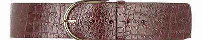 Dorothy Perkins Womens Wine Red Croc Effect Wide Waist Belt- Red