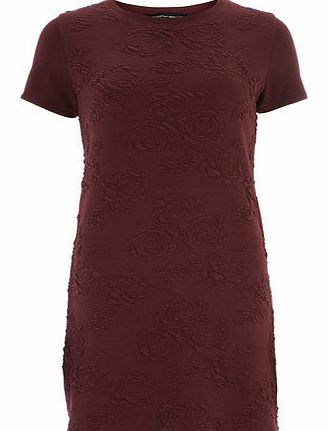 Dorothy Perkins Womens Wine Textured Rose Tunic- Burgundy