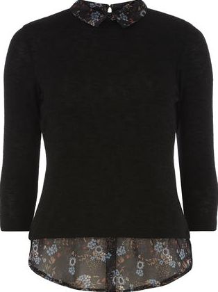 Dorothy Perkins, 1134[^]262015000709320 Womens Woodland Print 2 in 1 Top- Black DP56452310