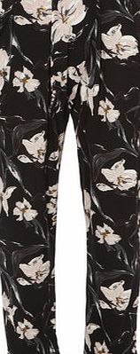 Dorothy Perkins Womens Wrap Style Lily Print Trousers- Black