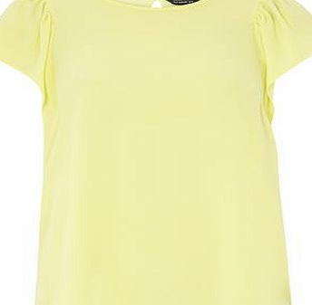 Dorothy Perkins Womens Yellow Textured ruffle top- Yellow