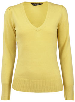 Dorothy Perkins Yellow supersoft v-neck jumper