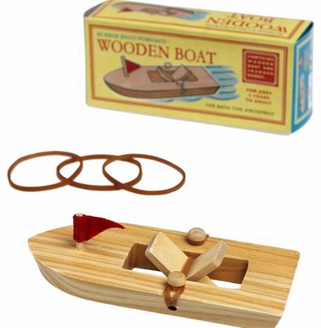 Rubber band powered wooden paddle boat bath time toys