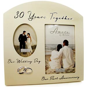 Double 30th Pearl Wedding Anniversary Photo Frame