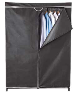 Double Black Covered Tidy Rail Wardrobe