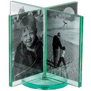 Double Sided Spinner Glass Rotating Photo Frame