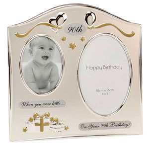 Double Then and Now 90th Birthday Photo Frame