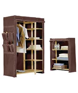 Double Wardrobe and Shelf Unit Pack - Dark Brown