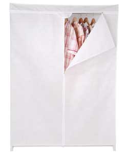 Double White Covered Tidy Rail Wardrobe