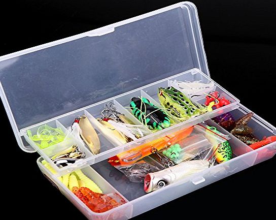 douself Lixada 105Pcs Artificial Fishing Lure Set Hard Soft Bait Minnow Spoon Two-layer Fishing Tackle Box