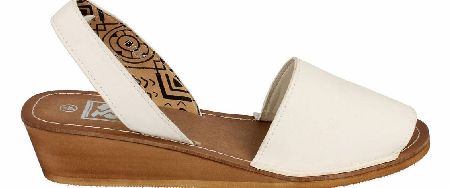 DOWN TO EARTH White Two Part Wedge Sandal