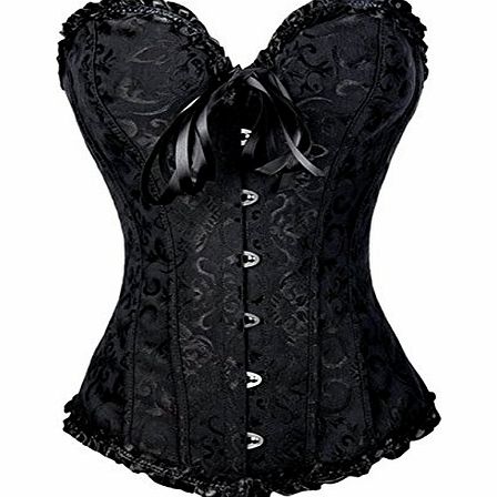 doyen Gothic Lace up boned corset buister basques costume bodyshaper lingerie Plus size S-6XL (4XL-UK-20, Black)