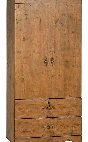 DPP British Cairo 2 Door 2 Drawer Wardrobe in Dark Kennedy Pine Effect Veneer