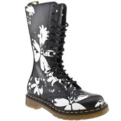 Female Gallery Petula Mono Flower Leather Upper Casual in Black and White