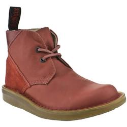 Dr Martens Female Mel Paloma 2 Eye Boot Suede Upper Casual in Red, Tan