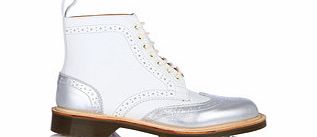 Dr. Martens Womens silver and white brogue boots
