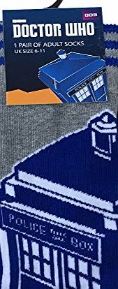Dr Who Doctor Who Blue amp; Grey Tardis Mens Official Socks UK Size 6 - 11