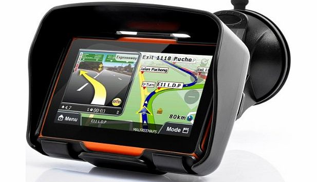 DracoTek All Terrain 4.3 Inch IPX7 Waterproof Motorcycle GPS Navigator System ``Rage`` with 4GB Internal Memo