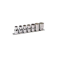Draper 10mm - 19mm 1/2andquot Square Drive Hi Torq 7 Piece Socket Set On Socket Rail