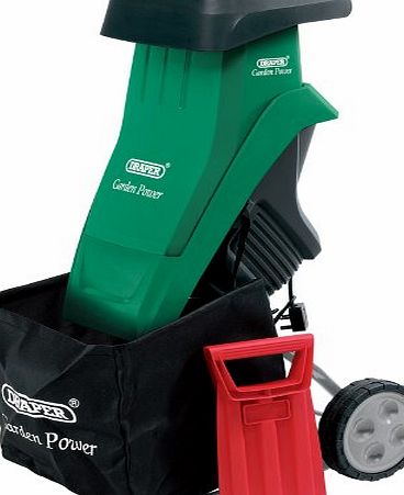 Draper 2400W 230V GARDEN SHREDDER - Features:, Twin blade cutting device, Sturdy portable design, supplied with wheels and transport handle, Reversible blade, Emergency stop brake and restarting protection, 