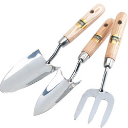 Expert 3 Piece Stainless Steel Fork, Hand Trowel and Transplanting Trowel Set