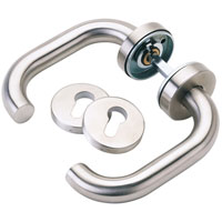 Draper Stainless Steel Door Handle With Escutcheons/Follower Bar