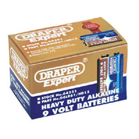 Draper Trade Pack Of 12 Pp3 Size Heavy Duty Alkaline Batteries