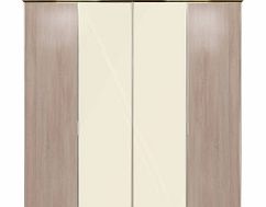 Dreams Berkeley 4 Door Wardrobe - Oak/Magnolia Glass