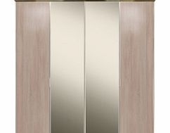 Dreams Berkeley 4 Door Wardrobe - Oak/Mirrored