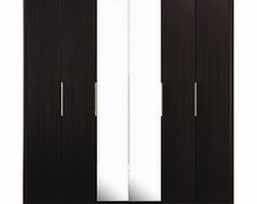 Dreams Toulon 6 Door Wardrobe With Centre Mirrors - Black