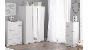 Turin White Package - 3 door wardrobe + 5 drawer