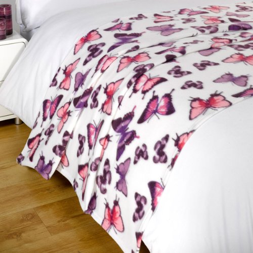 Dreamscene Butterfly Fleece Blanket, Purple, 120 x 150 Cm
