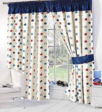 Dreamscene Stars Childrens Kids Supersoft Thermal Blue Stars Blackout Curtains (53 Wide x 54 Drop) by Dreamscene