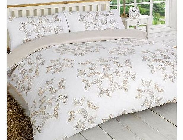Stephanie Double Gold Butterfly Duvet Cover set