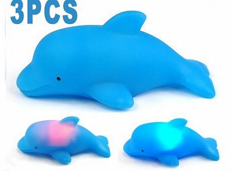 DreamTeck 3X Baby Kids Bath Toy LED Colorful Changing Flashing Dolphin Light Lamp