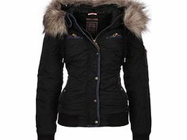Black detachable faux fur jacket