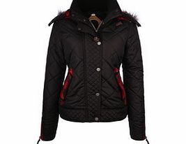 DreiMaster Black plaid cotton and faux fur jacket