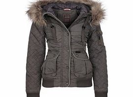 DreiMaster Grey short faux fur trim jacket