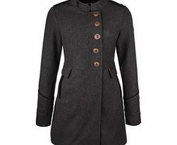 DreiMaster Grey wool mix embellished sleeve coat