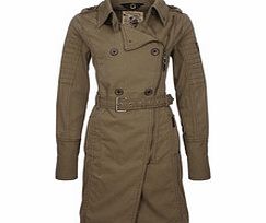 DreiMaster Olive zip-up cotton blend trench coat