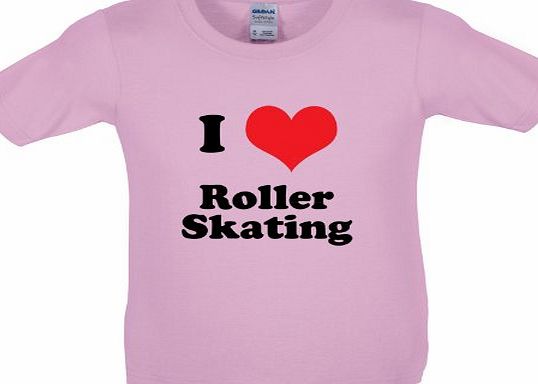 Dressdown I Love Roller Skating - Childrens / Kids T-Shirt - Light Pink - M (7-8 Years)