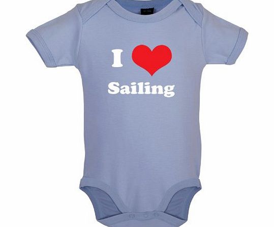 Dressdown I Love Sailing - Funny Babygrow / Bodysuit - Dusty Blue - 3-6 Months