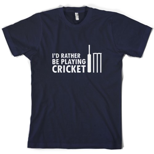 Dressdown Id Rather Be Playing Cricket - Mens T-Shirt-Navy-Small