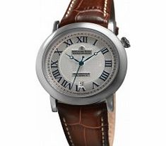 Dreyfuss and Co Mens Silver Stamped Brown Watch