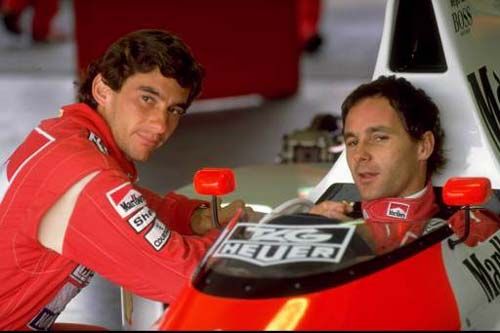Drivers Ayrton Senna and Gerhard Berger in the Pits San Marino 1991 Poster - Medium (42cm x 30cm)