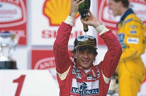 Ayrton Senna on the Podium at the 1993 Brazilian Grand Prix Poster - Medium (42cm x 30cm)