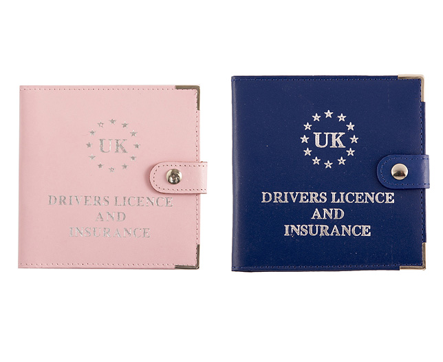 driving Licence Wallet Blue and Pale Pink
